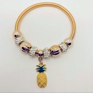 Bracelets Pineapple and Crystals Golden Beads